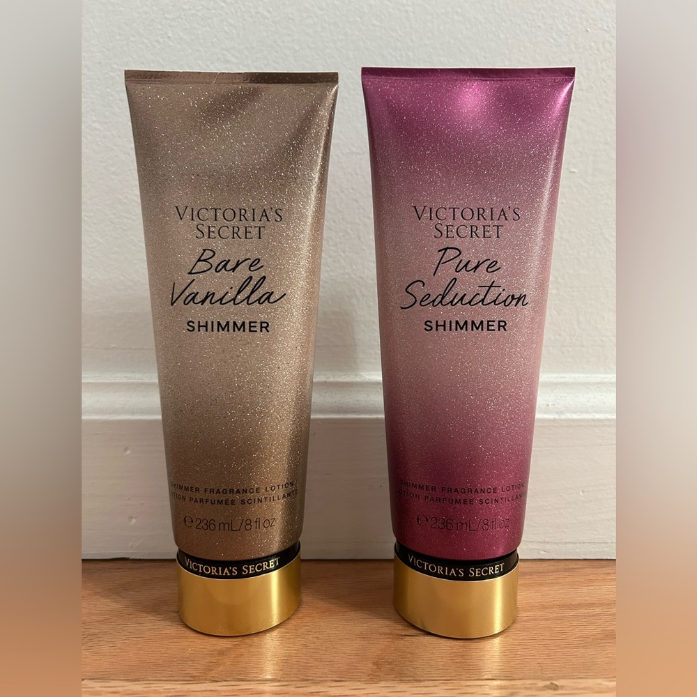 Victoria’s Secret Bare Vanilla & Pure Seduction Shimmer body lotion set of 2